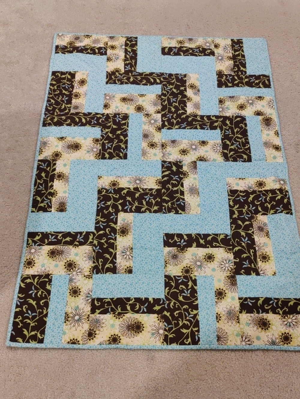 Handmade Floral Patchwork Embroidery Quilt Y2K Cottagecore Shabby Chic